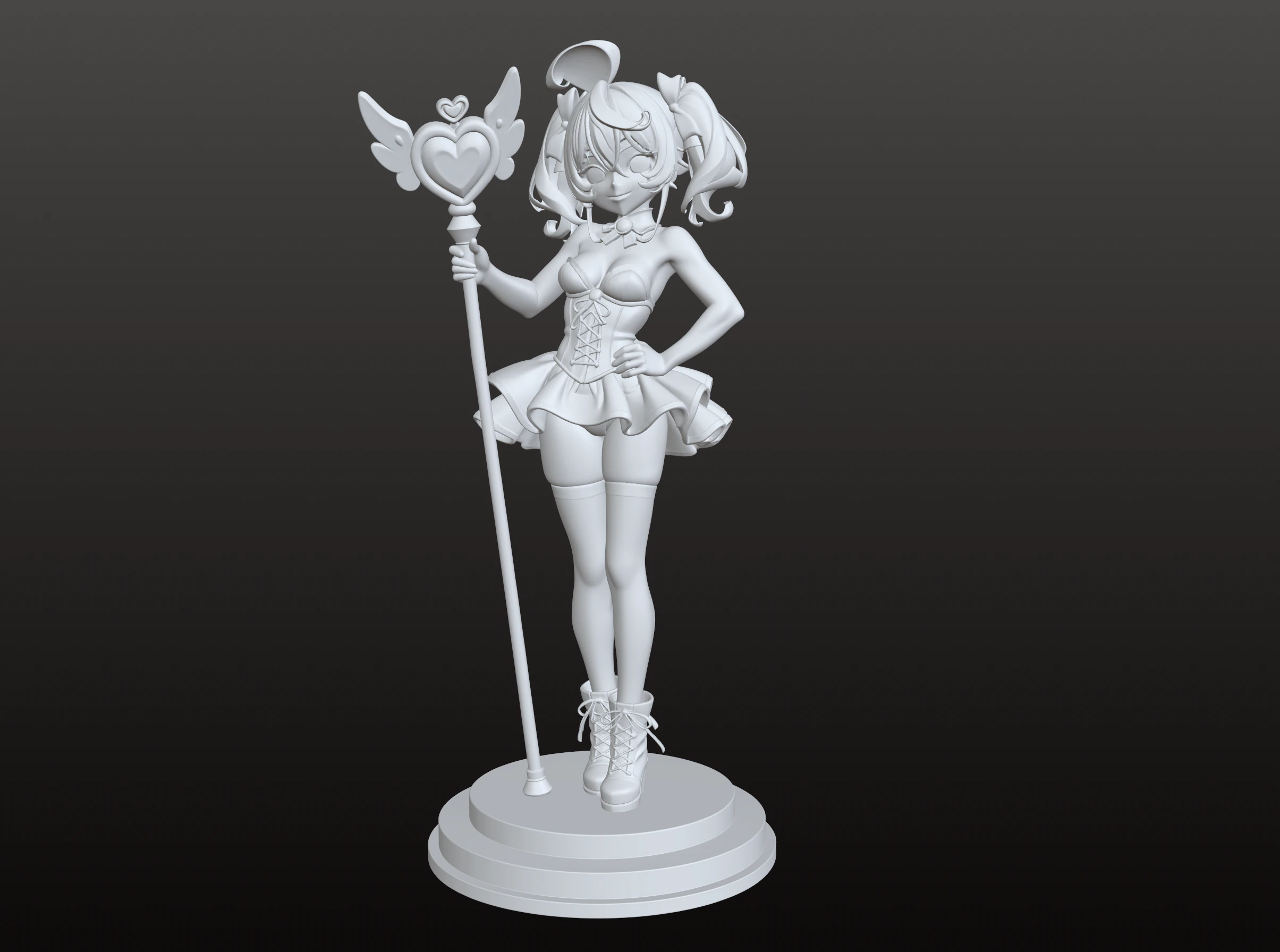 Magical Girl Heart Staff STL Anime Doll Style 3D Print Model .c4d .max .obj .3ds .fbx .stl .blend 