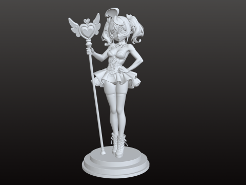 Magical Girl Heart Staff STL Anime Boneca Estilo Modelo de Impressão 3D