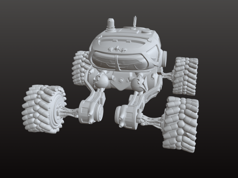 Futuristische ruimtewagen STL Planet Explorer-voertuig 3D printmodel