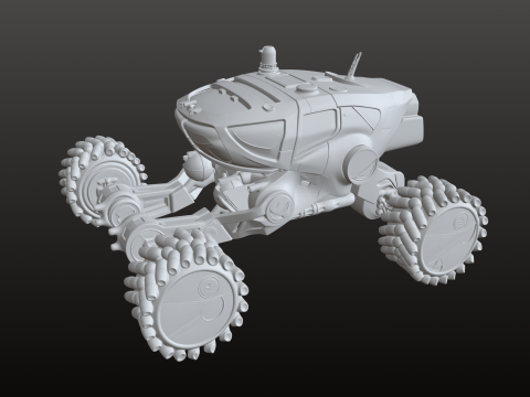 Futuristische ruimtewagen STL Planet Explorer-voertuig 3D printmodel