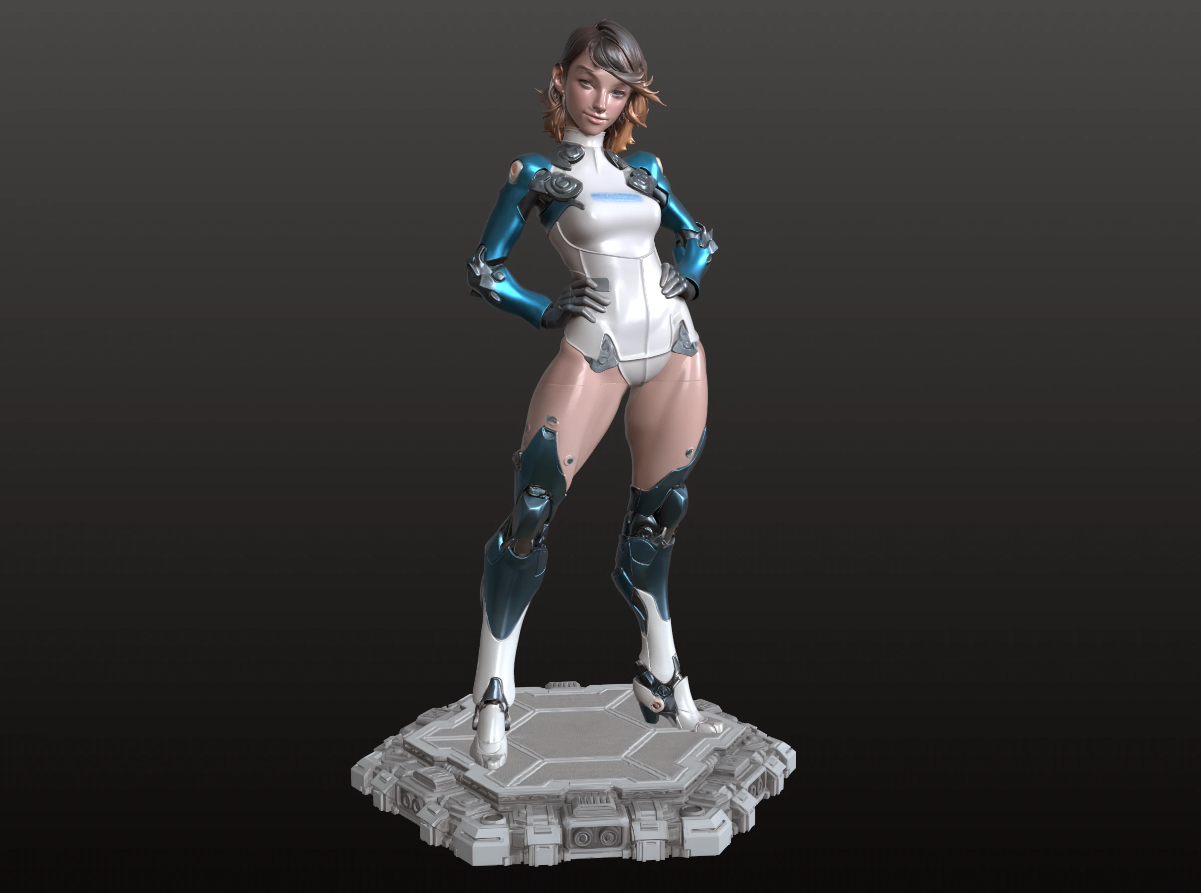 Futuristic Girl Model STL 3D Print Model .c4d .max .obj .3ds .fbx .stl .blend 