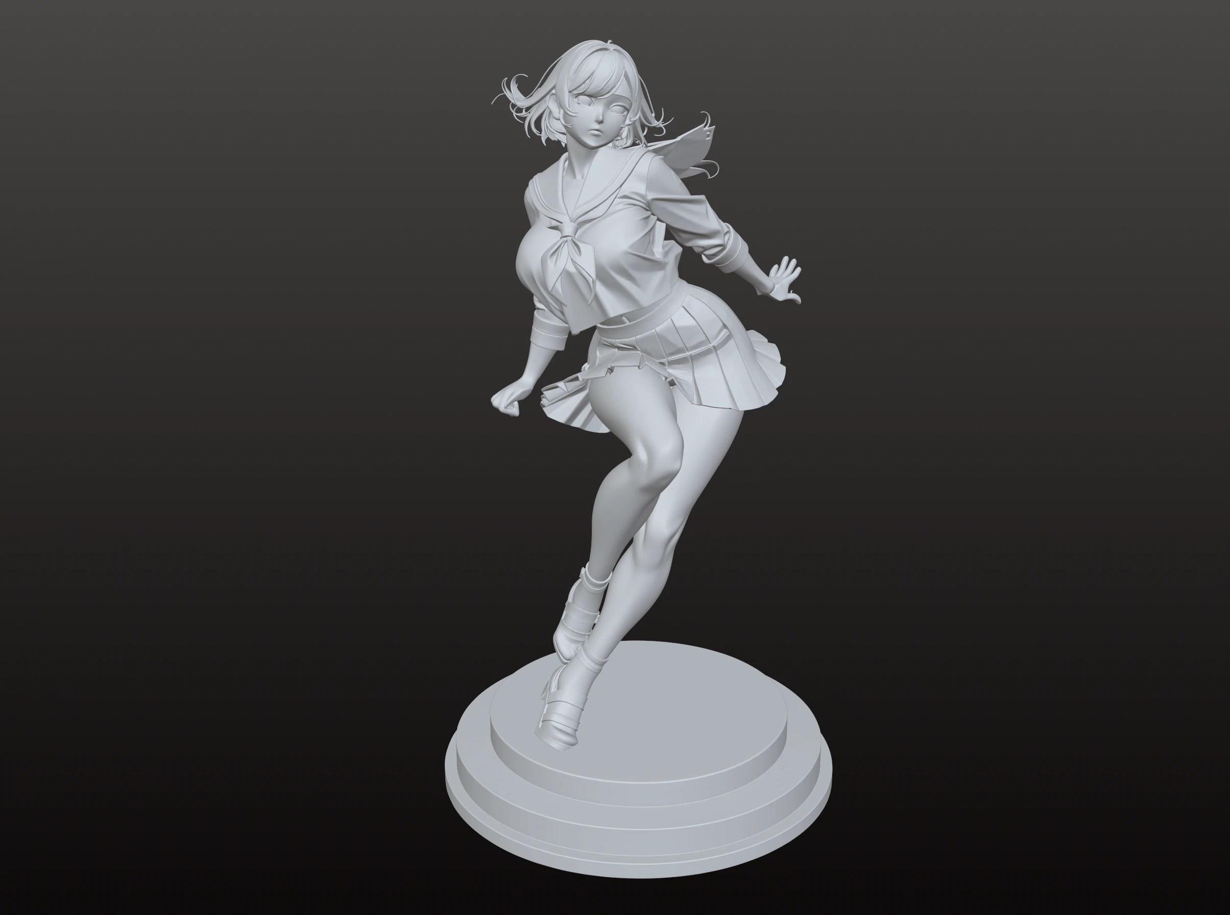 Manga Style Girl STL Proportions Collector 3D Print Model .c4d .max .obj .3ds .fbx .stl .blend 