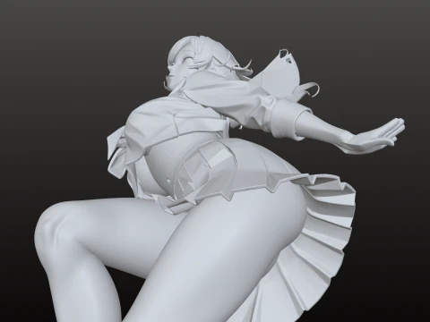 Manga Style Girl STL Proportions Collector 3D Print Model