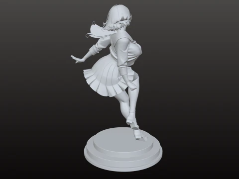 Manga Style Girl STL Proportions Collector 3D Print Model