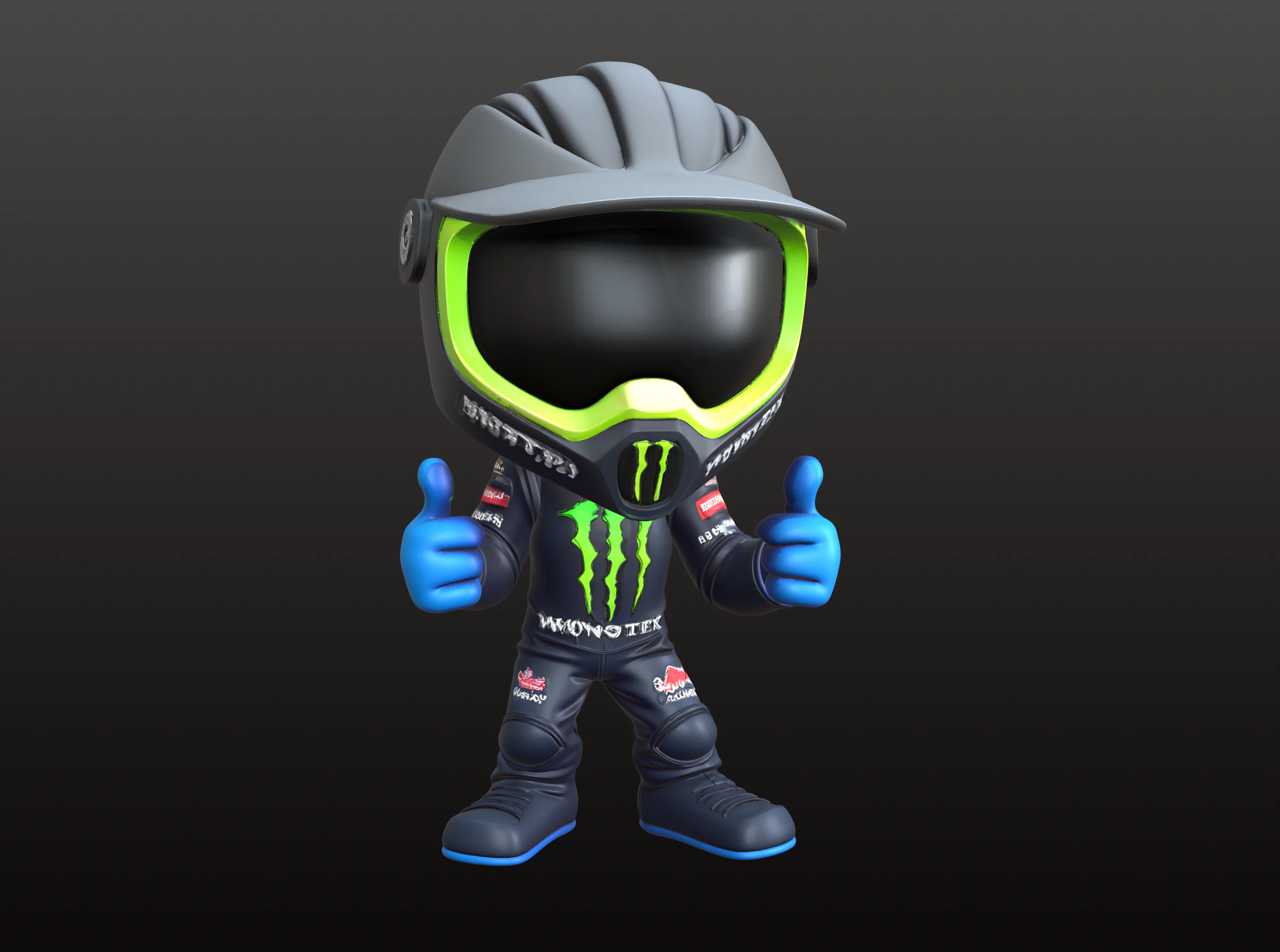 Motocross Rider Mascot STL Cute Cross Biker 3D Print Model .c4d .max .obj .3ds .fbx .stl .blend 