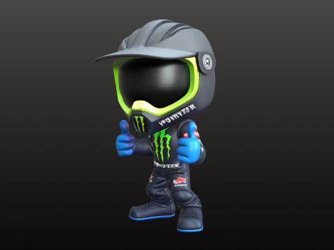 Motocross Rider Mascot STL Cute Cross Biker 3D Print Model
