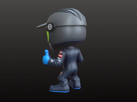 Motocross Rider Mascot STL Cute Cross Biker 3D Print Model