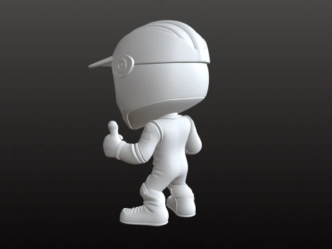 Motocross Rider Mascot STL Cute Cross Biker 3D Print Model