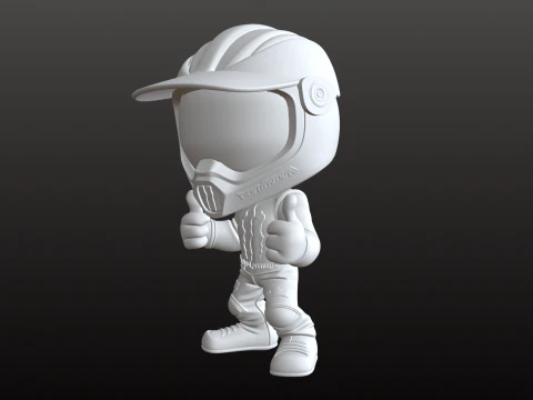 Motocross Rider Mascot STL Cute Cross Biker 3D Print Model