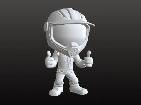 Motocross Rider Mascot STL Cute Cross Biker 3D Print Model