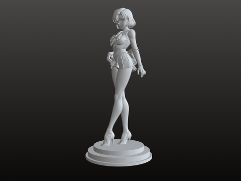 Girl Summer Manga STL School Style Collectible 3D Print Model