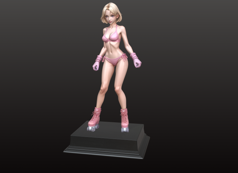 Girl Manga Roller STL Energetic Skater Collectible 3D Print Model .c4d .max .obj .3ds .fbx .stl .blend