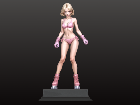 Girl Manga Roller STL Energetic Skater Collectible 3D Print Model