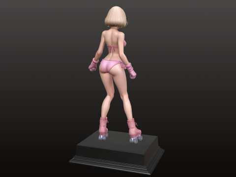 Girl Manga Roller STL Energetic Skater Collectible 3D Print Model