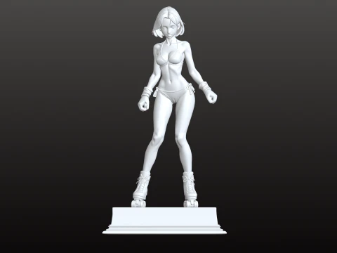 Girl Manga Roller STL Energetic Skater Collectible 3D Print Model