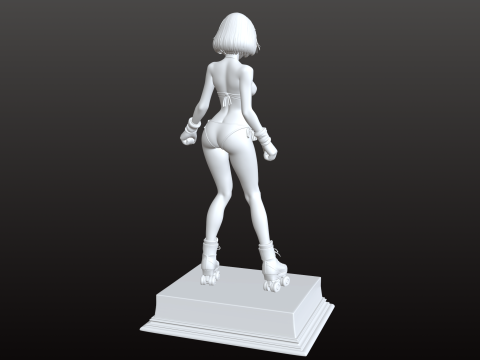 Girl Manga Roller STL Energetic Skater Collectible 3D Print Model