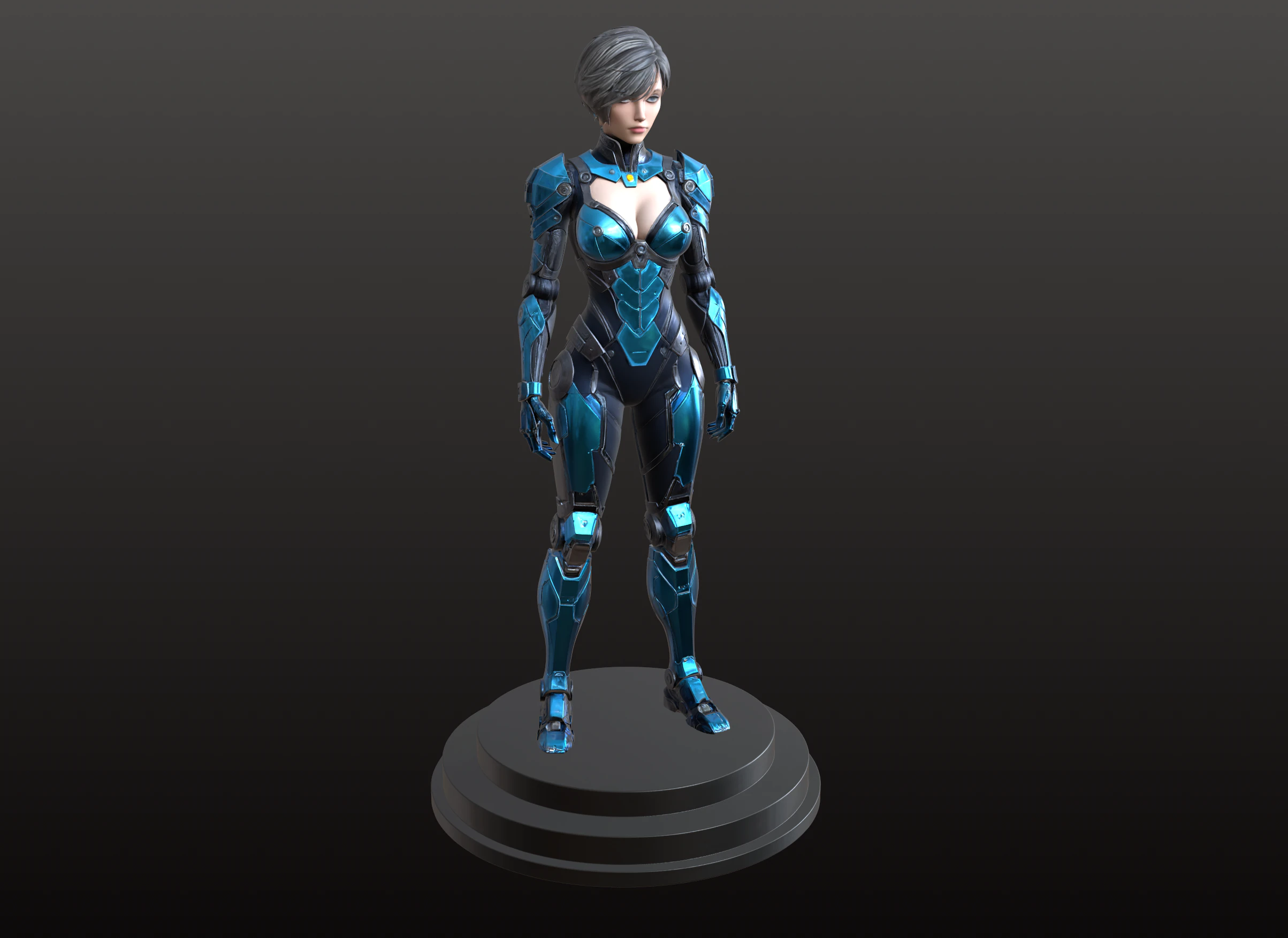 Cybernetic Girl STL Futuristic Robotic Female 3D Print Model .c4d .max .obj .3ds .fbx .stl .blend 