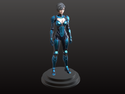 控制论女孩 STL 未来派机器人女性 3D 打印模型