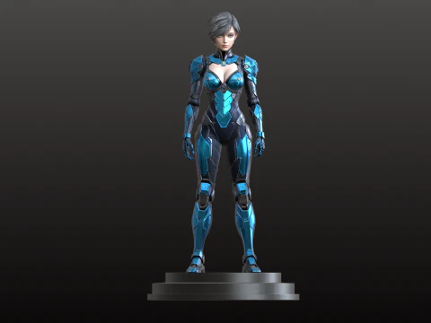 Cybernetic Girl STL Futuristic Robotic Female 3D Print Model