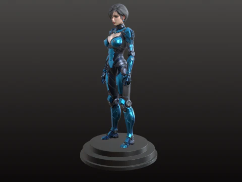 Cybernetic Girl STL Futuristic Robotic Female 3D Print Model