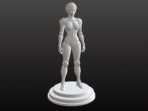 Cybernetic Girl STL Futuristic Robotic Female 3D Print Model