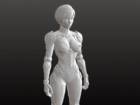 Cybernetic Girl STL Futuristic Robotic Female 3D Print Model