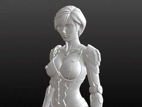 Cybernetic Girl STL Futuristic Robotic Female 3D Print Model