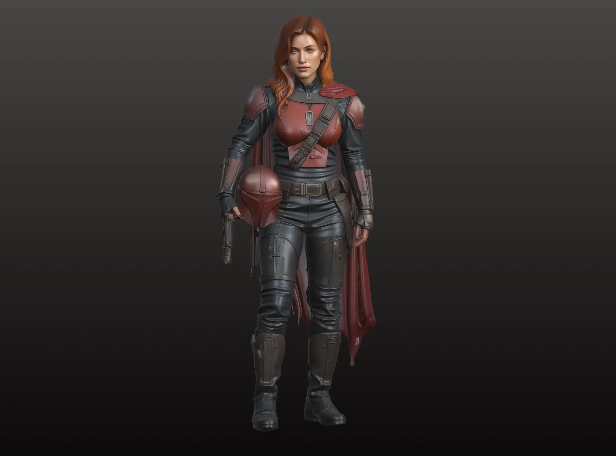 Galactic Huntress Figurine Mandalorian Inspired Collectible 3D Print Model .c4d .max .obj .3ds .fbx .stl .blend 