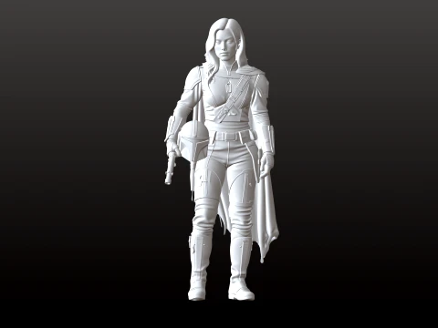 Galactic Huntress Figurine Mandalorian Inspired Collectible 3D Print Model