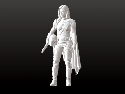 Galactic Huntress Figurine Mandalorian Inspired Collectible 3D Print Model