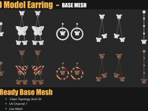 40 3D Earring Models In Maya For Game And Animation 3D Model