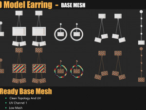 40 3D Earring Models In Maya For Game And Animation 3D Model