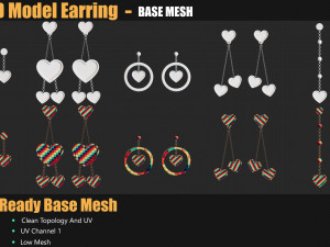 40 3D Earring Models In Maya For Game And Animation 3D Model