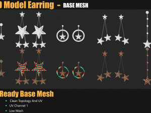 40 3D Earring Models In Maya For Game And Animation 3D Model