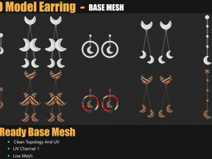 40 3D Earring Models In Maya For Game And Animation 3D Model