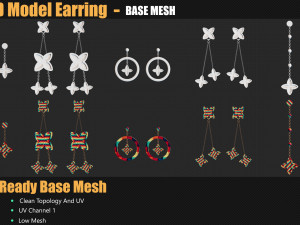 40 3D Earring Models In Maya For Game And Animation 3D Model