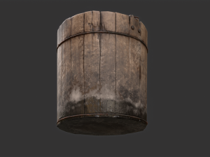 Dirty Wooden Bucket Low-poly Model 3D