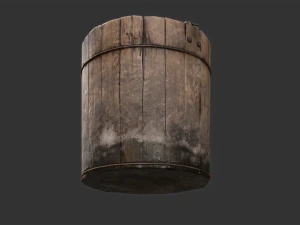 Dirty Wooden Bucket Low-poly 3D Model