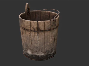 Dirty Wooden Bucket Low-poly 3D Model