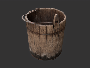 Dirty Wooden Bucket Low-poly Model 3D