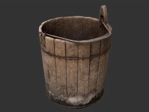 Dirty Wooden Bucket Low-poly 3D Model