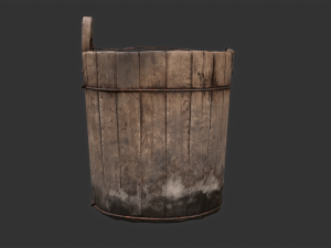Dirty Wooden Bucket Low-poly Model 3D
