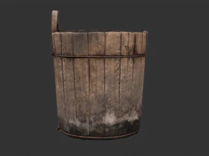 Dirty Wooden Bucket Low-poly 3D Model
