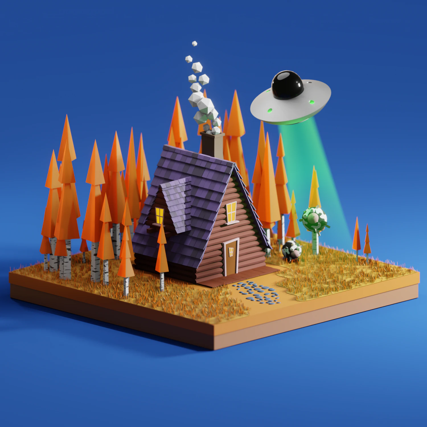UFO in Farm 3D Model .c4d .max .obj .3ds .fbx .stl .blend 