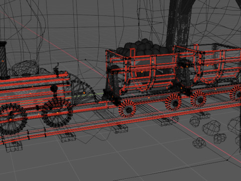 Locomotive is waiting to load gold in a mine 3D Model