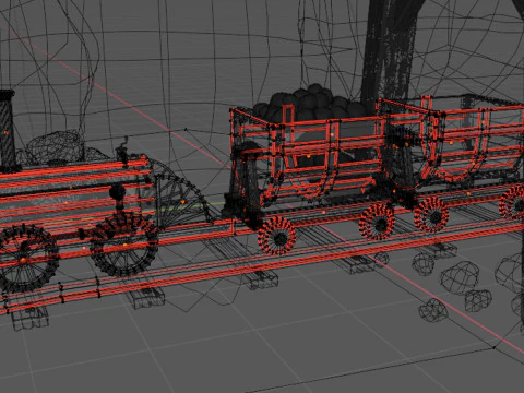 Locomotive is waiting to load gold in a mine 3D Model