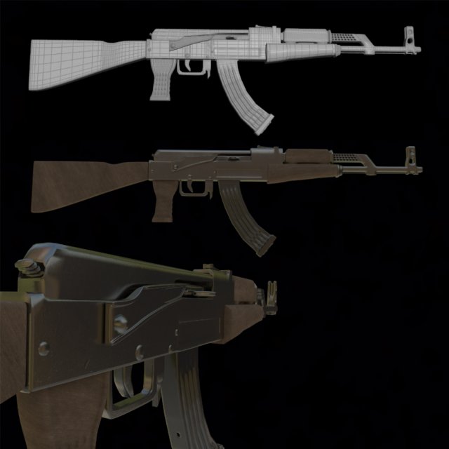 AK-47 Model 3D .c4d .max .obj .3ds .fbx .stl .blend 
