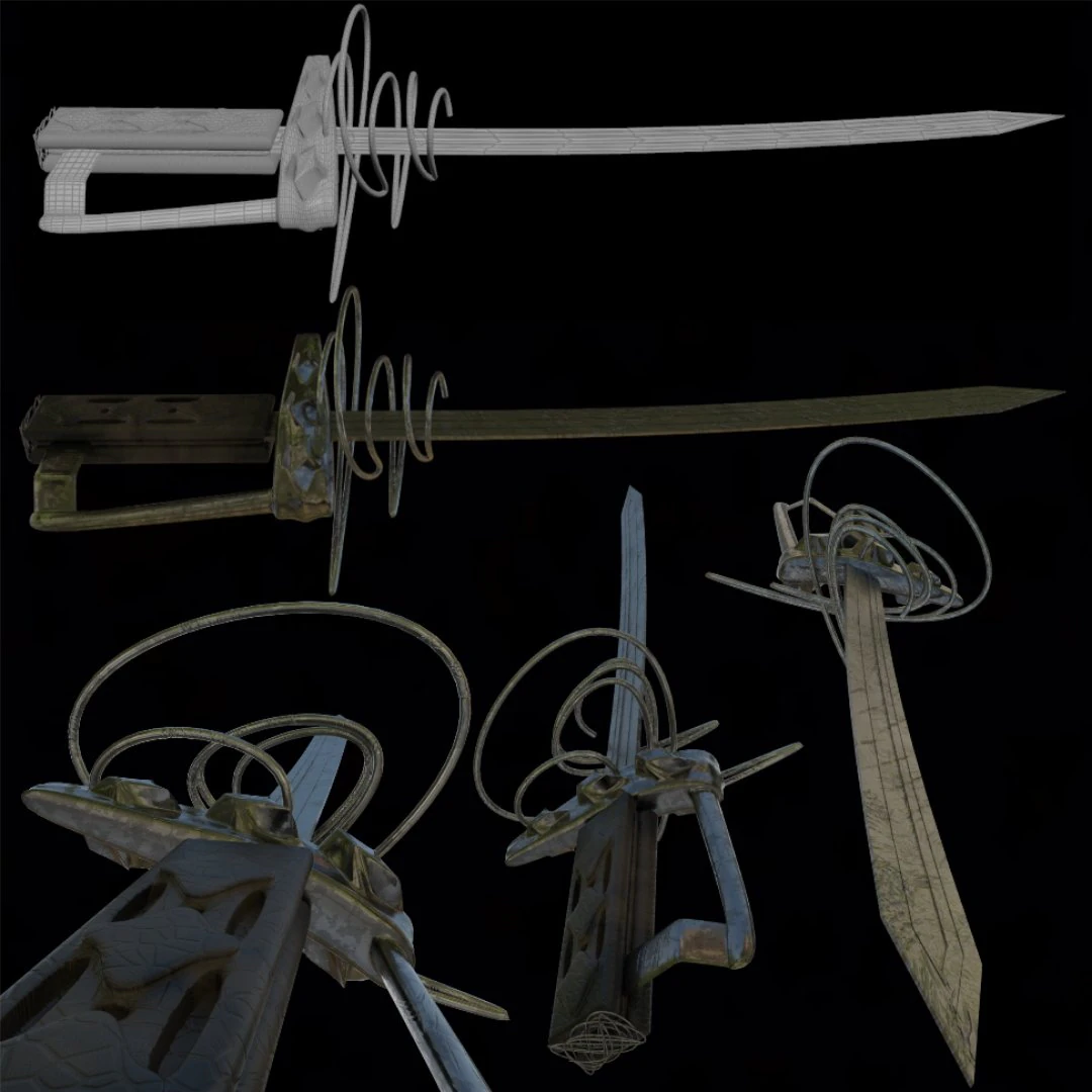 French sworde 3D Model .c4d .max .obj .3ds .fbx .stl .blend 