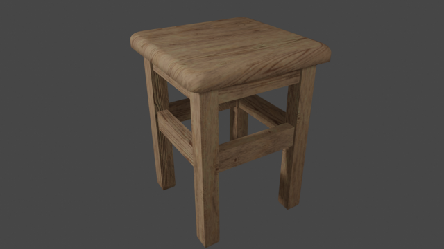 Wooden stool 3D 模型 .c4d .max .obj .3ds .fbx .stl .blend 