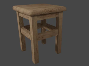 Wooden stool 3D Model